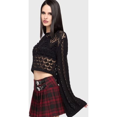 Killstar - Gothic Gebreide trui - Celestial Summer - Midnight Vale Cropped Sweater - XS tot XXL - voor Vrouwen - zwart
