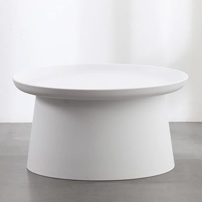 Ronde bijzettafel - Accent tafel - Woonkamer inrichting - Waterdichte materialen - 50 cm diameter - Wit