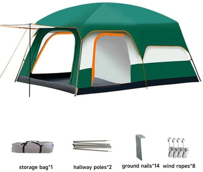 Archi Grote Kampeertent 2-4 Personen – Tent - Luxe Kampeertent met Slaapkamer en Woonruimte – Waterafstotend Ontwerp – Groen
