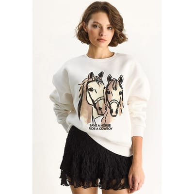 Ontspannen Pasvorm Geprinte Sweatshirt met Rugprint