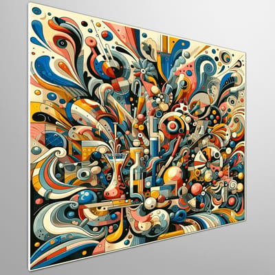 Abstract stilleven schilderij | Uniek stilleven: Verrassend abstracte kunst vol kleuren en vormen | Kunst - 60x60 centimeter op Forex | Foto op Forex