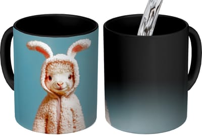Magische Mok - Foto op Warmte Mokken - Koffiemok - Lammetje - Paashaas - Kostuum - Magic Mok - Beker - 350 ML - Theemok