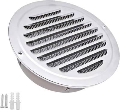 Ventilatierooster - Wandventiel - Luchtstroom Optimaliseren - Ingebouwd Gaas - 150mm - Zilverkleurig