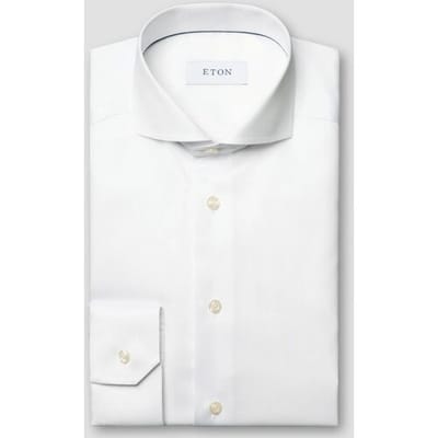 Eton Overhemd Extreme Cutaway Uni Color Signature Twill Wit / male