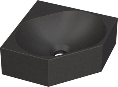 INK® Matrix quartz hoekfontein zonder kraangat, quartz zwart