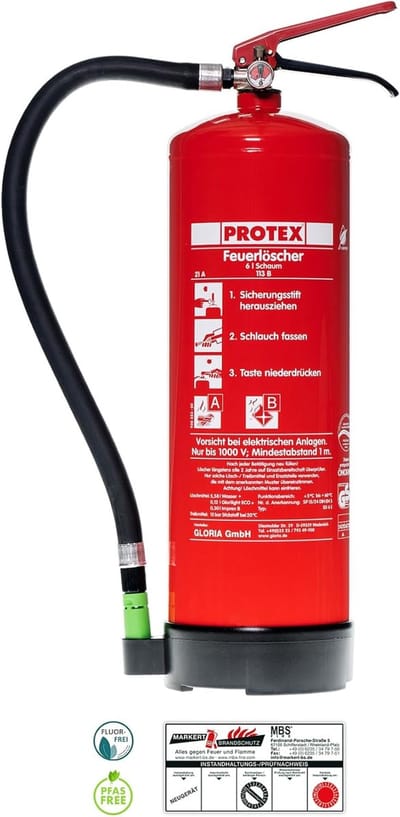 Schuimbrandblusser - Brandblusapparaat - Brandveiligheid Thuis - Fluorvrij Blusmiddel - 6 Liter Inhoud