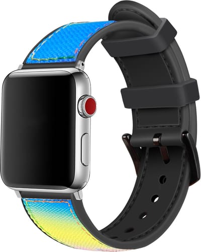 Strap-it Nylon Hybrid band - Geschikt voor Apple Watch bandje - Series 1/2/3/4/5/6/7/8/9/10/11/SE/SE2/SE3 - Kleurrijk - Nylon bandje met siliconen - Stof iWatch bandje voor maat: 38 / 40 / 41 / 42mm