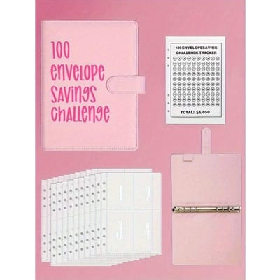 1 stuks Koppel 100 Dagen Sparen Uitdaging Contanten Envelop, Met Redelijk Budgetteringsplan Beste 1pc roze