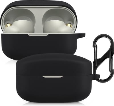 kwmobile Hoes geschikt voor Sony WF-1000XM4 - Siliconen cover voor oordopjes in zwart