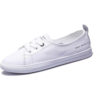 Dames Echt Leren Sneakers Dames Casual Modieuze Sportschoenen Gevulkaniseerde Dames Zomer Platte Schoenen Dames Wit Vetersluitingwg72 40 white