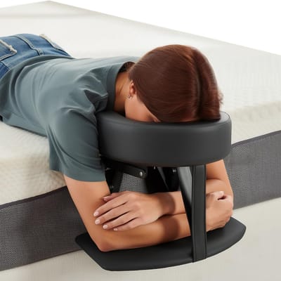 hoofdsteun voor bed, 180 graden verstelbare hoofdsteun met gezichtskussenhouder, massage-matrasbeschermer met armleuningplank en opbergtas, voor matrassen met een dikte van 14-45 cm