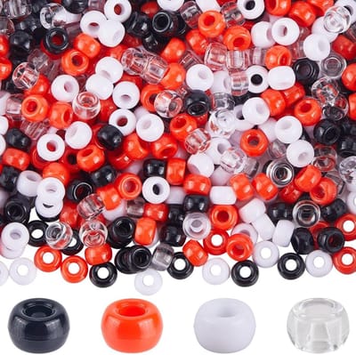 1 doos 800 stuks kerst 6 x 9 mm pony kralen rood zwart pony kralen geassorteerd rood zwart klein vat wit transparant plastic afstandhouders voor sieraden maken vrouwen feest gunsten