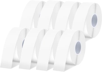 Zelfklevende Multifunctionele Thermische Etiketten voor Thuis, Kantoor en School - 15 mm × 6 m, 8 Rollen (Zwart op Wit)