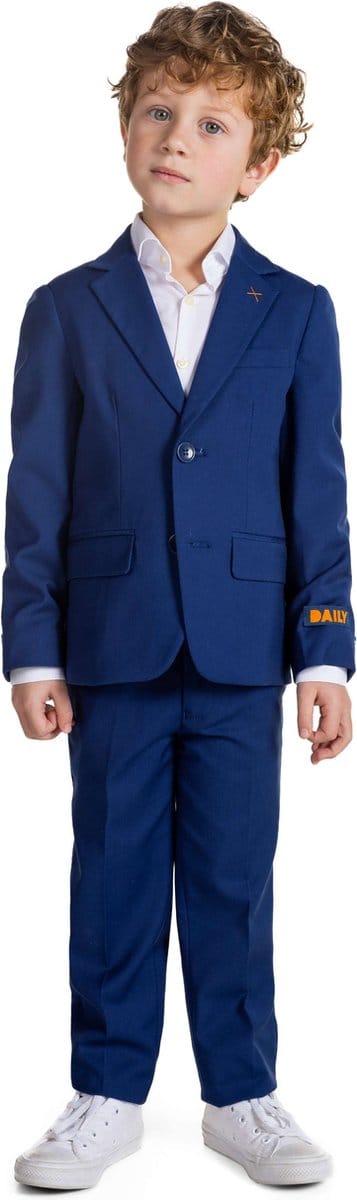 OppoSuits Daily Dark Blue - Casual Jongens Pak - Voor Bruiloften, Schoolfeesten en Casual Chic - Inclusief Pantalon en Blazer - Blauw - Maat: EU 92/98 - 2 Jaar