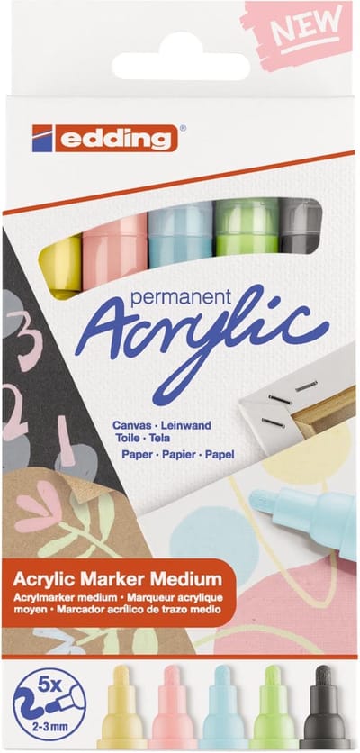 Acrylmarker edding e-5100 m pastel assorti 5st | 8 stuks