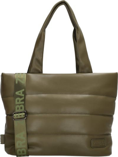 Zebra Trends Evie Shopper - Dames Handtas - Schoudertas - Crossbody Tas - Puffer Look - Verstelbare en Afneembare Band - Meerdere Vakken - Trendy en Compact - Tote Bag - Dames Tas - Olijfgroen