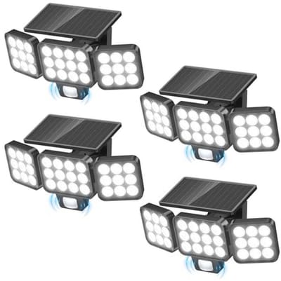 Zonne-energie Wandlamp voor Buiten met Bewegingsmelder - 4 Stuks, 120 LEDs, Waterdicht en Intelligente Modi
