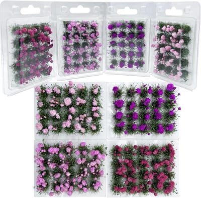 Bloemen en Gras Bundel voor Modelbouw, Tabletop Terrain, Diorama Accessoires, Miniaturen, Landschapsdecoratie in 4 Kleuren