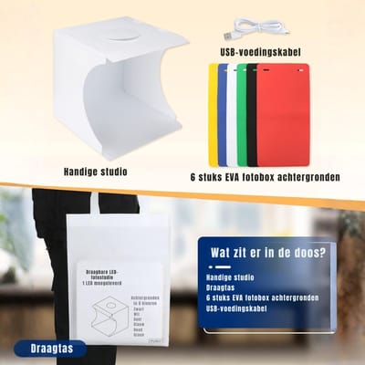 Ploutos® Fotobox - Fotostudio met LED Verlichting - Opvouwbaar Lightbox - Wit - 20cm x 20cm x 20cm