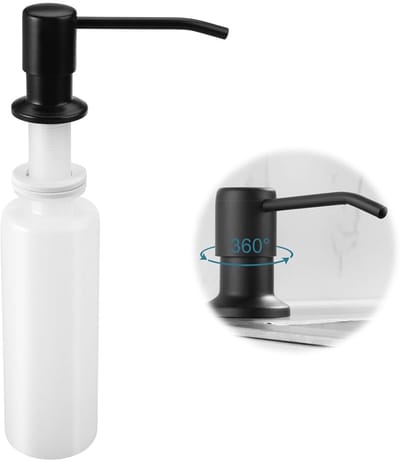 Dailygoods- Zeepdispenser Inbouw 350 ml - Zeepdispenser Keuken - Zeepdispenser Zwart - Zeepdispenser Douche - Zeepdispenser met 360° Rotatie - Roestvrij Staal - Afwasmiddeldispenser