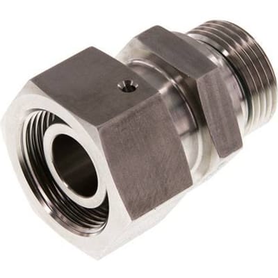 25S & G1'' RVS Rechte Draaidoorvoer Buitendraad 400bar FKM O-ring en Afdichtconus Verstelbaar ISO 8434-1