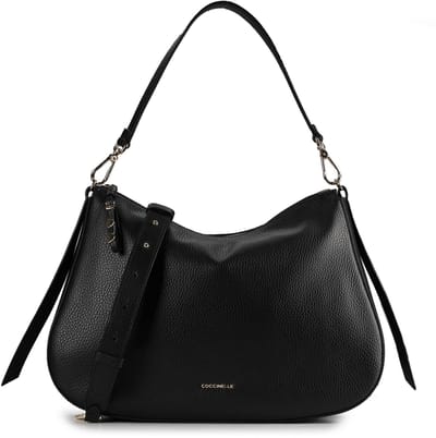 COCCINELLE Leren schoudertas Nory Handbag Grained Leather Noir zwart