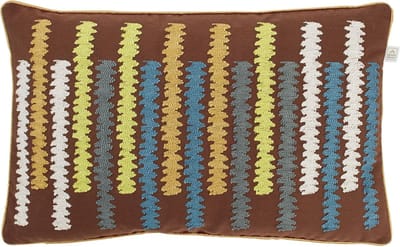 Dutch Decor ORIN - Sierkussen 30x50 cm - groen - bruin - blauw - geborduurd dessin - retro - Inclusief binnenkussen
