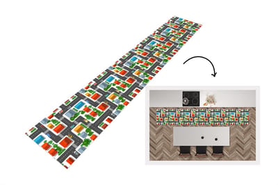 Keukenloper - Loper keuken - Patronen - Auto - Huis - 300x50 cm - Keukenloper vinyl