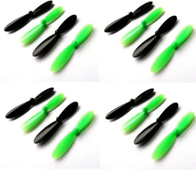 SnelShoppen - Mini 16x Propeller Rotorbladen 55mm voor Quadrocopter Copter Zwart Groen - Set van 4 voor Modelbouw en Drones