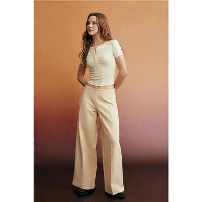 Hoge Taille Wijde Pantalon van Crêpe