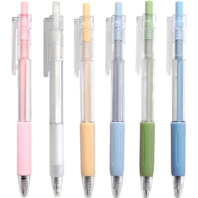 6 Stuks Hervulbare En Intrekbare Gel Inkt Pennen 0.5 Mm Zwarte Inkt Gel Pen Voor Kantoor Scholieren Volwassenen 6 Gel Pens veelkleurig