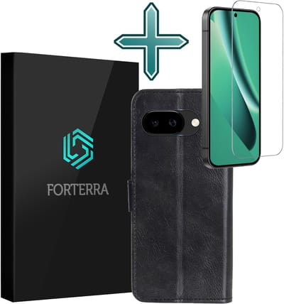 Hoesje Met Screenprotector - Geschikt voor Google Pixel 10a - Luxe Pasjeshouder - Flipcase - Bookcase Portemonee - Flip Case - Kunstleer Book Case - Book Cover - Walletcase - Portemonneehoes - Zwart