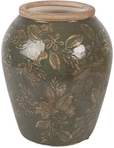 Clayre & Eef Vaas Ø 15x18 cm Groen Keramiek