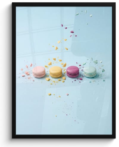 Poster in lijst - Fotolijst 60x80 cm - Posters - Macarons - Kleurrijk - Pastel - Posterlijst zwart - Decoratie - Wanddecoratie woonkamer - Muurdecoratie slaapkamer