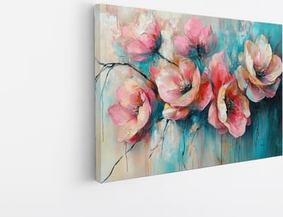 Saammp Canvas Schilderij - Abstract - Bloemen - Natuur - Modern - 45x30 - Foto op Canvas - Wanddecoratie - Muurdecoratie Woonkamer - Slaapkamer Decoratie