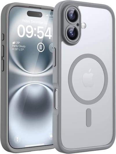 Hoesje Geschikt voor iPhone 16 Plus Hoesje Grijs - Hoesje Geschikt voor MagSafe iPhone 16 Plus - Shockproof Back Cover met Lens beschermer