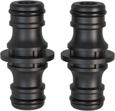 EXCITAT Connector - Slangconnector - Dubbele plug - Verlengconnector - Geschikt voor tuinberegening, landbouwberegening, autowasstraat - Zwart
