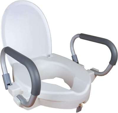 Verhoogd Toiletzitting met Armleuningen en Deksel - 10cm Hoogte