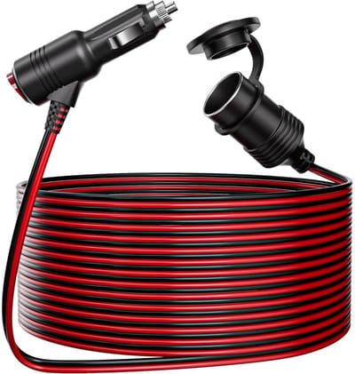 GELLDG 12V Sigarettenaansteker Verlengkabel - Auto Stroomadapter - Robuuste Koperen Geleiders - PVC Coating Met Stofkap - Geschikt voor Koelbox En Navigatie - Zwart