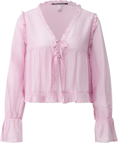 Dames blouse met knoop en volant QS Regular Fit