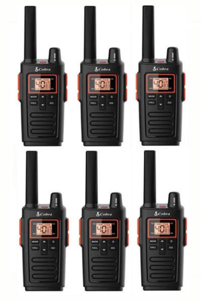 Set van 6 Cobra RX380 vergunning vrije portofoons PMR446 IPX2