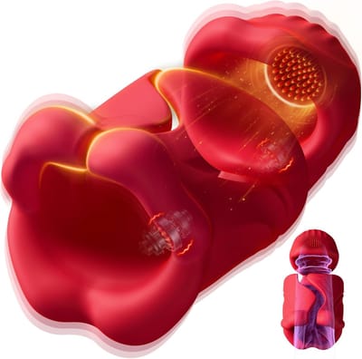 Daity Openbare Kunst Vagina Blowjob Simulator – Dual Lip Grip Trainer met 9 Vibratiestanden – 360° Full-Surround Penis Vibrator – Sex Toys voor Mannen