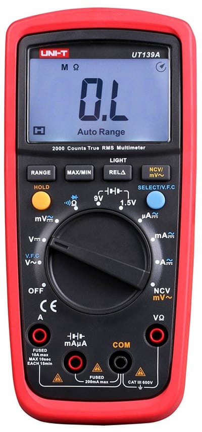 Digitale Multimeter True RMS met Frequentie NCV Weerstand Spanning Temperatuur Meting CAT III 600V