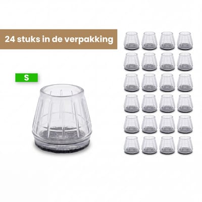 Baulk® - Stoelpoot beschermers – Stoelpootdoppen – Stoeldoppen – Transparant – Anti-kras – S – 2cm tot 3cm