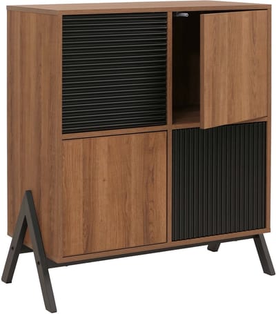 Commode MCW-O40, kast, dressoir, highboard met deuren, opbergvakken, MDF, metaal, melamine, 94x79x40 cm ~ naturel