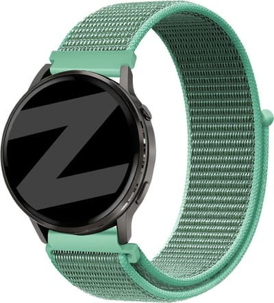 Bandz Nylon loop bandje geschikt voor Garmin Vivoactive 4 / Garmin Venu 4 - 45mm / Garmin Venu 3 / Garmin Venu 2 / Garmin Forerunner 570 - 47mm / Garmin Forerunner 265 / Garmin Forerunner 255 - Mint