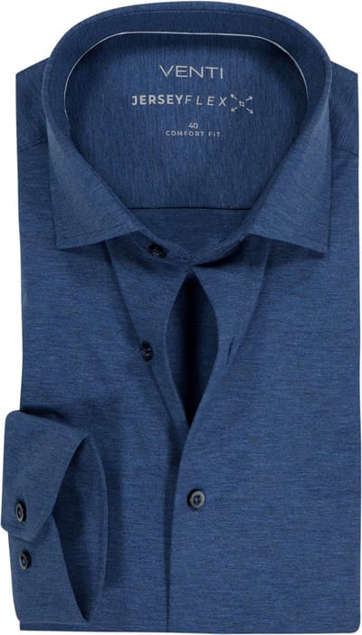 VENTI CASA MODA comfort fit overhemd - jersey - lichtblauw - Strijkvriendelijk - Boordmaat: 42