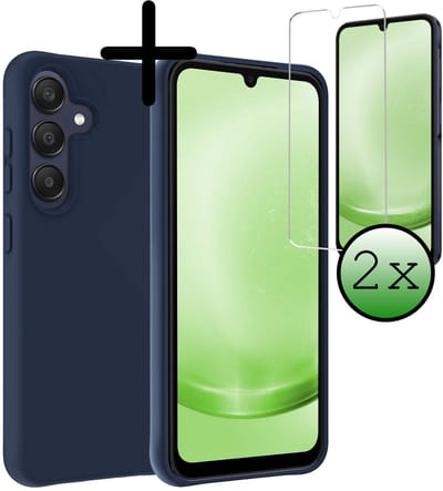 Hoesje Met 2x Screenprotector - Geschikt voor Samsung Galaxy A26 - Sterk & Shockproof - Back Cover - Siliconen Case - Telefoon Hoes - Donkerblauw