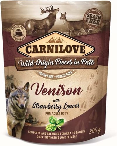 Carnilove Dog Pouch - Hertenpaté 85% Vlees - 12x300g Granenvrij Hondenvoer