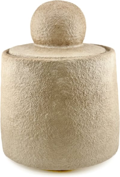 HomeBound by KY | Aardewerk potje met deksel beige | zand kleurig (opberg)potje met deksel | 20,5x20,5x26,5cm